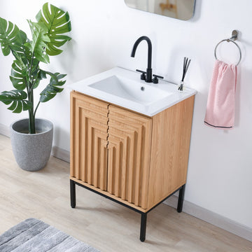 Rowan Geometric Modern Transitional 2-Shelf Bath Vanity Cabinet Only (Sink Basin Not Included)